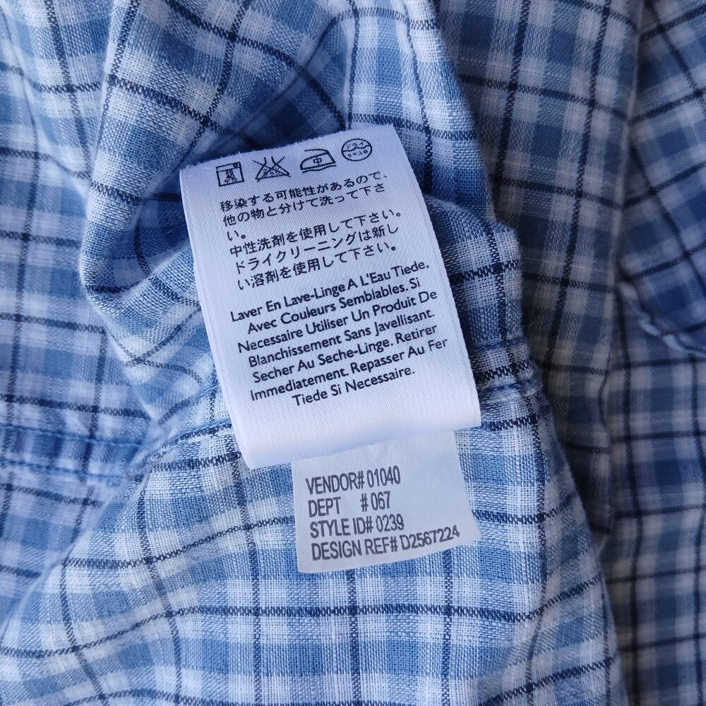 Eddie Bauer Short-Sleeve Button-Up Shirt Men's XL blue checks plaid cotton - Picture 11 of 16